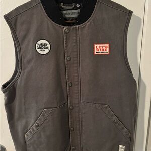 Harley-Davidson Gray Work Vest with 'Let's Ride' Patch